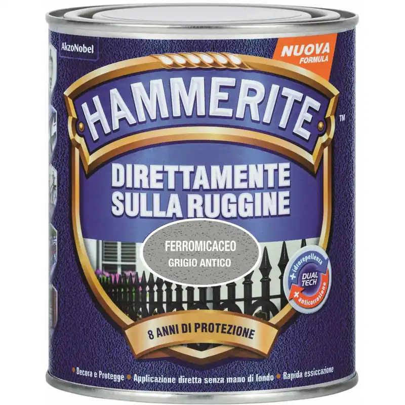 Smalto a solvente antiruggine Hammerite ferromicaceo grigio antico 0,75 l
