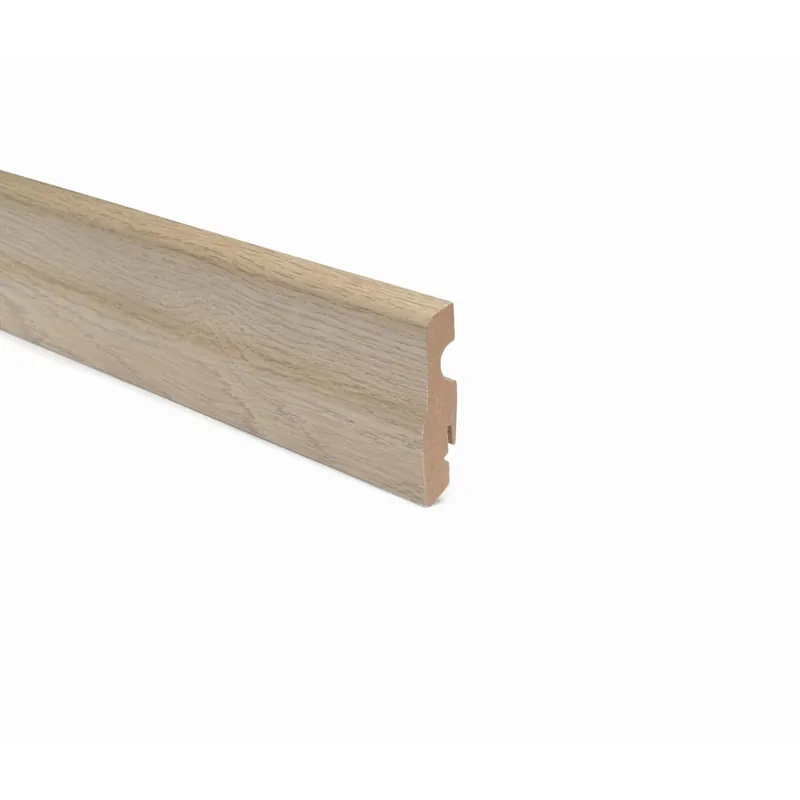 Battiscopa in MDF con passacavo rivestito rovere beige H 7 cm
