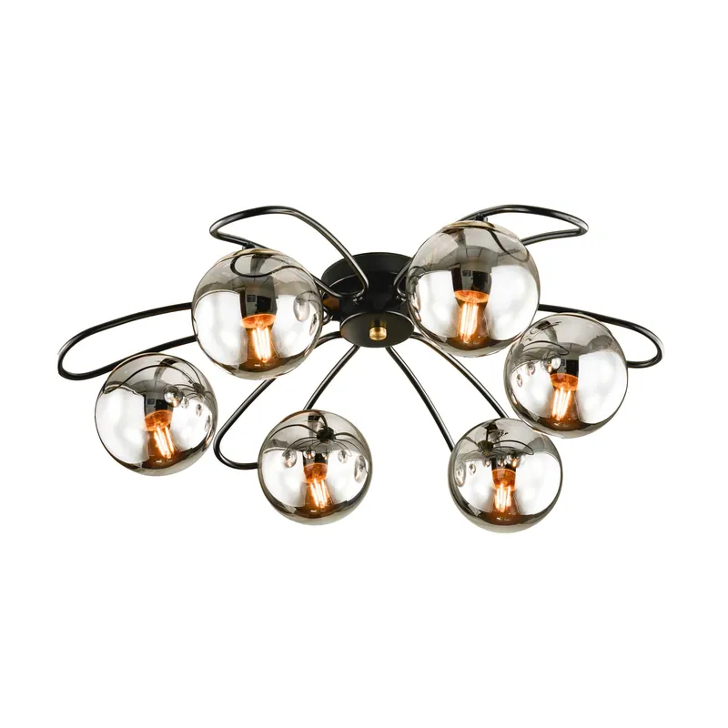 Plafoniera Karin 6 luci Ø 65 x 22 cm nero e oro