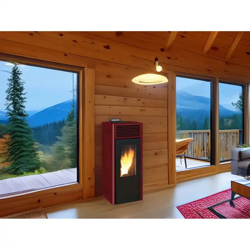 Stufa a pellet ventilata Invicta Nola Plus 9,5 kW rosso