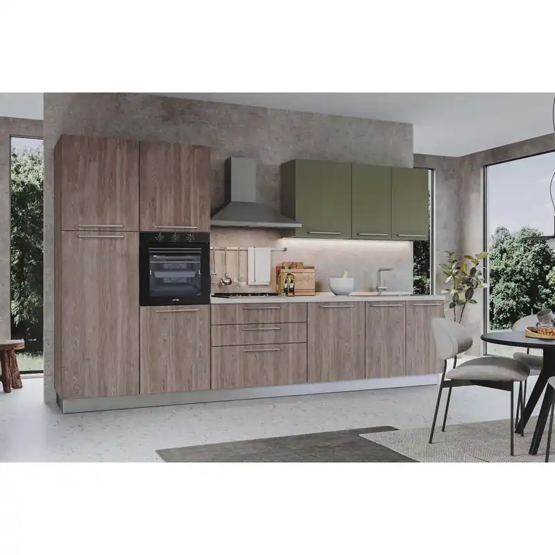 Cucina completa Iris 360 cm dx noce stelvio