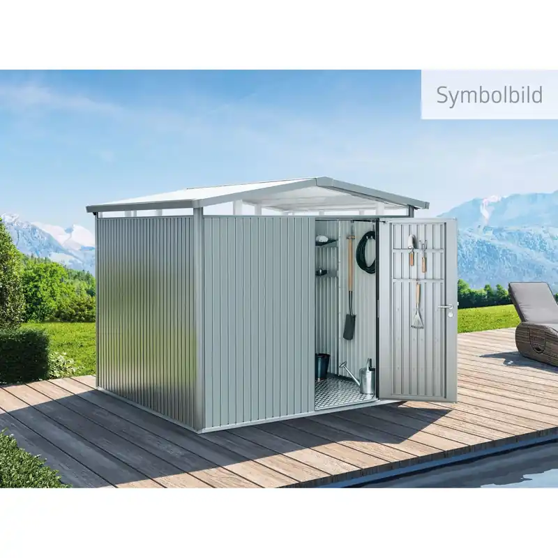 Casetta da giardino Biohort in metallo Panorama sp. 0,5 mm argento 4,6 m² 2p